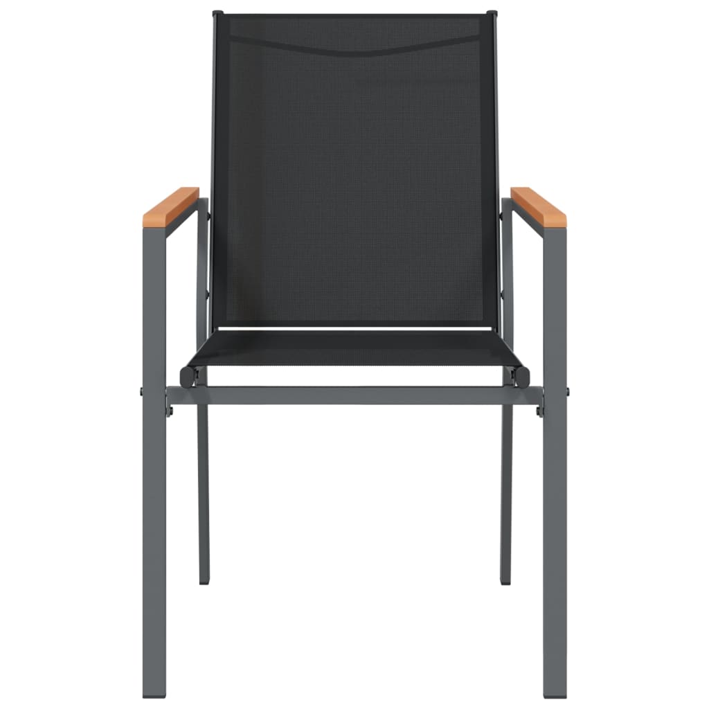 Garden Chair | Set of 2 | Black | Textilene, powder-coated steel | Medium