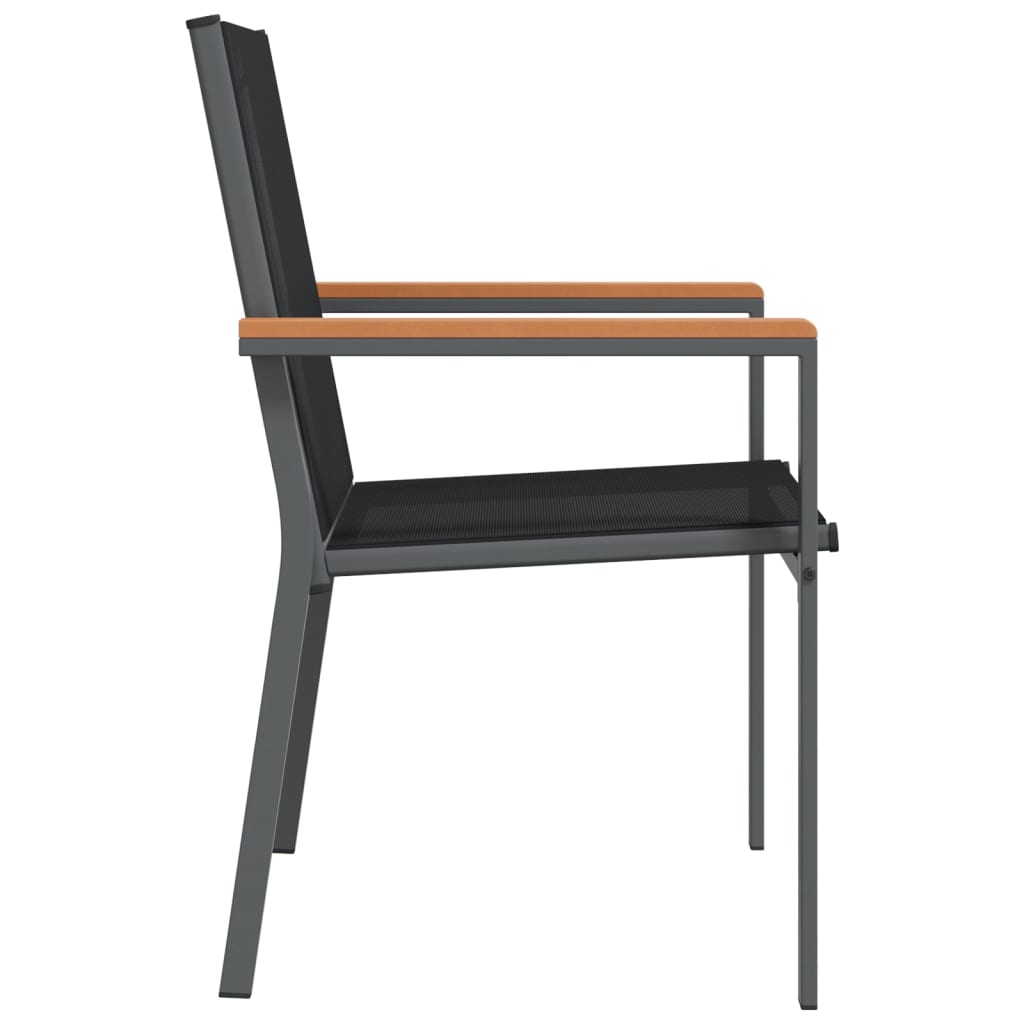 Garden Chair | Set of 2 | Black | Textilene, powder-coated steel | Medium