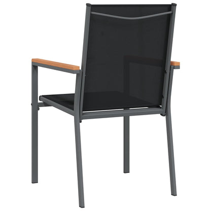 Garden Chair | Set of 2 | Black | Textilene, powder-coated steel | Medium