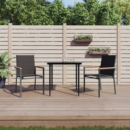 Garden Chair | Set of 2 | Black | Textilene, powder-coated steel | Medium