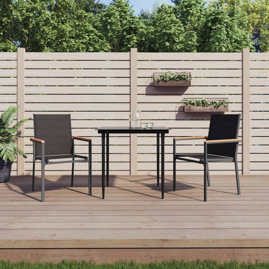 Garden Chair | Set of 2 | Black | Textilene, powder-coated steel | Medium