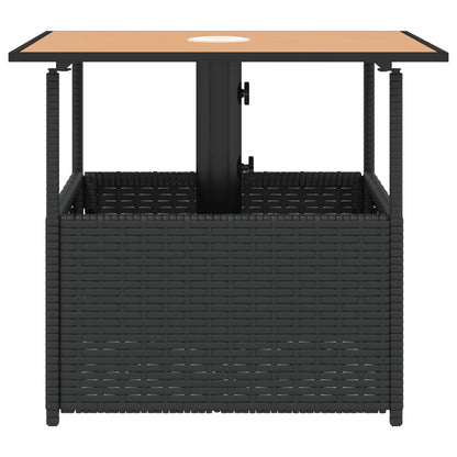 Garden Table with Parasol Hole Black 55x55x46,5 cm Poly Rattan