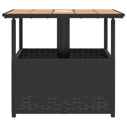 Garden Table with Parasol Hole Black 55x55x46,5 cm Poly Rattan