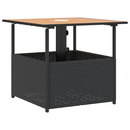 Garden Table with Parasol Hole Black 55x55x46,5 cm Poly Rattan
