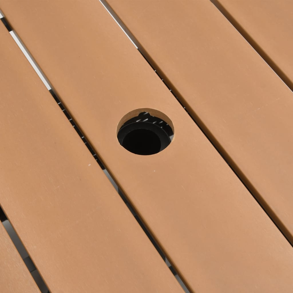 Garden Table with Parasol Hole Brown 55x55x46.5 cm Poly Rattan