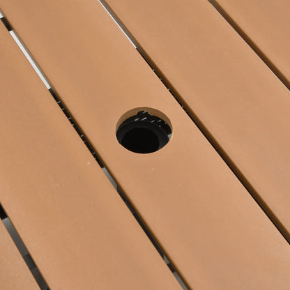 Garden Table with Parasol Hole Brown 55x55x46,5 cm Poly Rattan