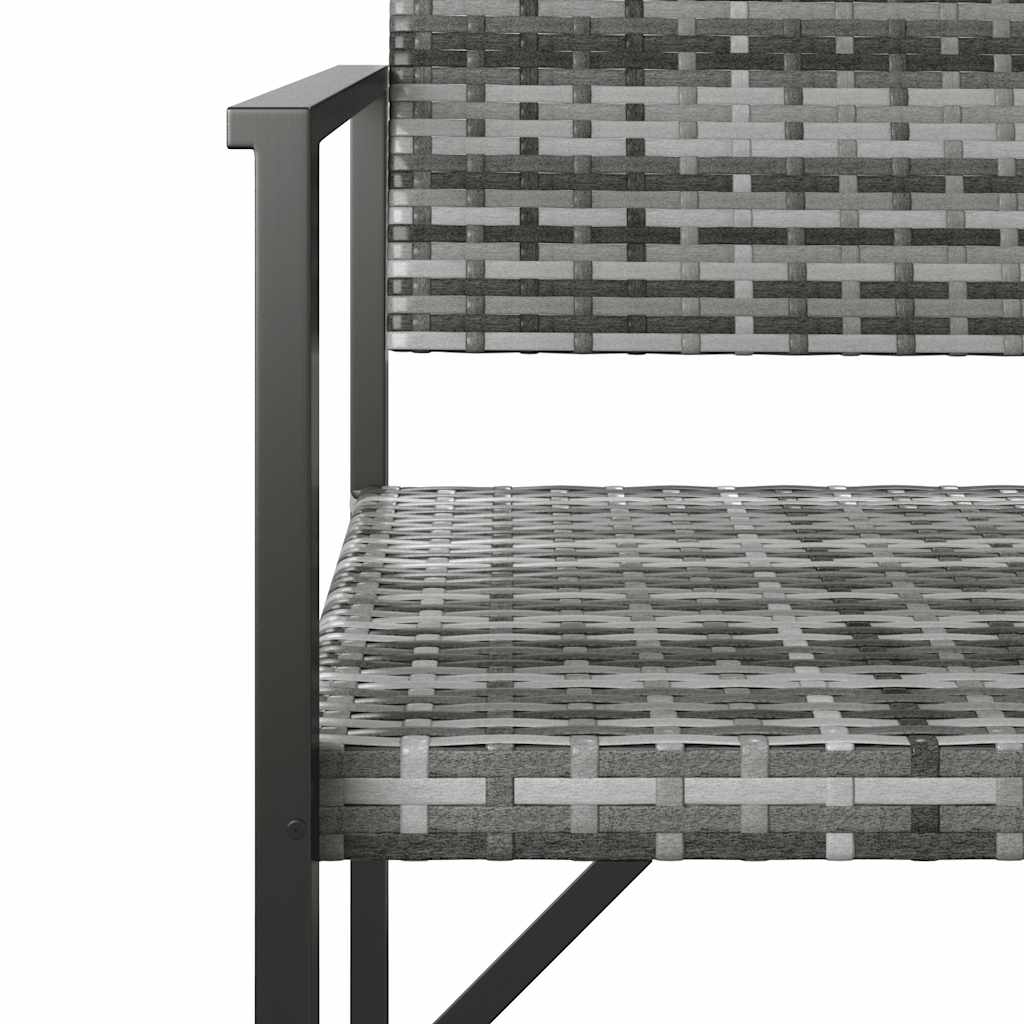 2-Seater Garden Bench Grey Poly Rattan