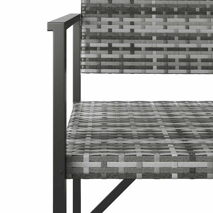 2-Seater Garden Bench Grey Poly Rattan