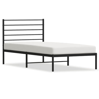 Metal Bed Frame without Mattress with Headboard Black 80x200cm