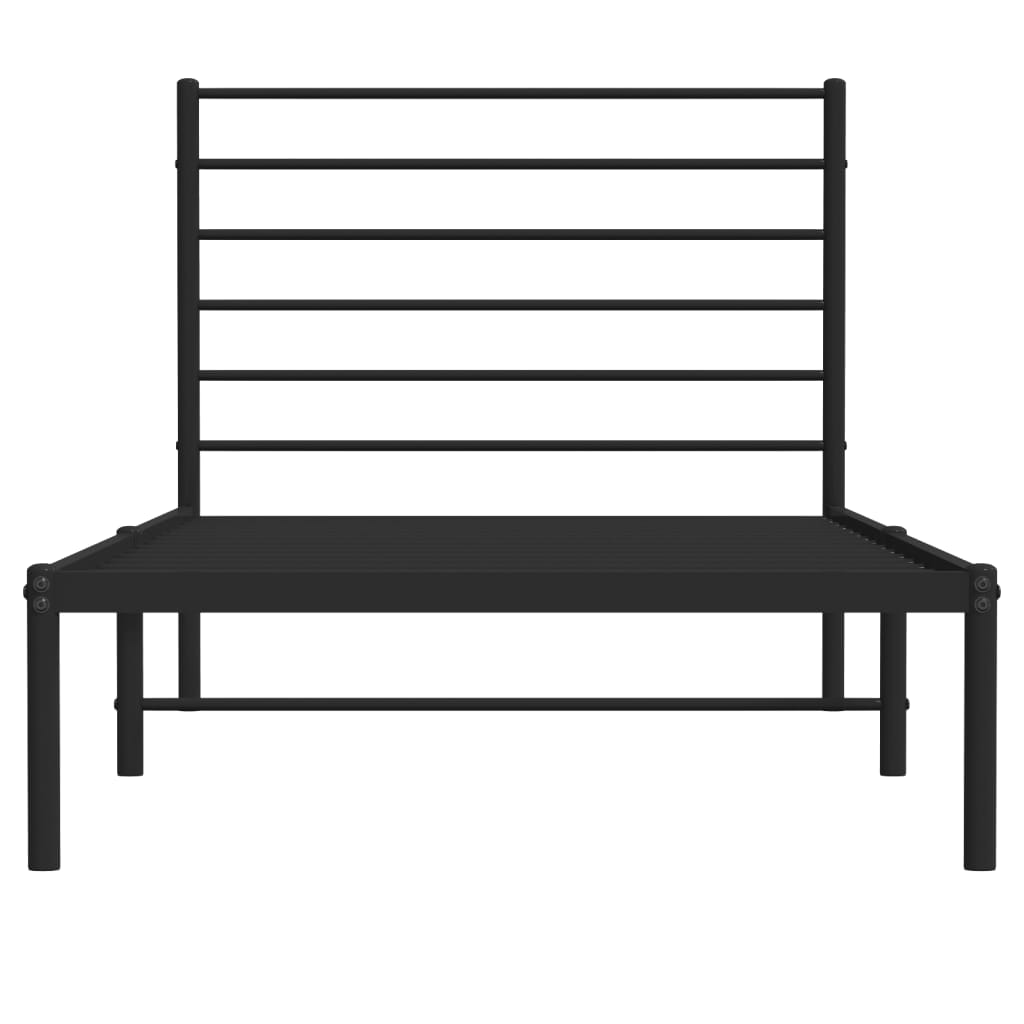 Metal Bed Frame without Mattress with Headboard Black 80x200cm