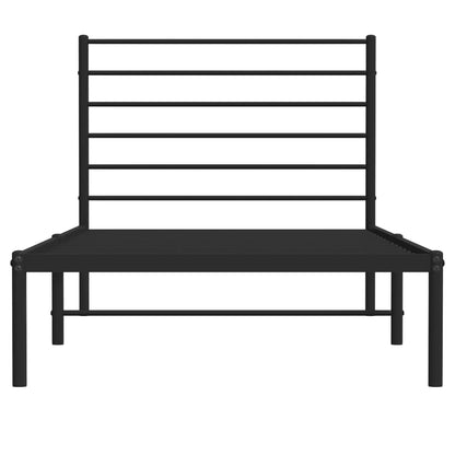 Metal Bed Frame without Mattress with Headboard Black 80x200cm