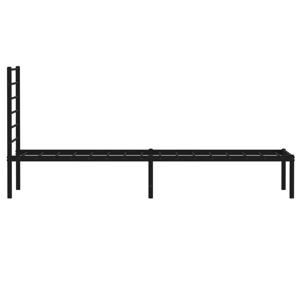 Metal Bed Frame without Mattress with Headboard Black 80x200cm
