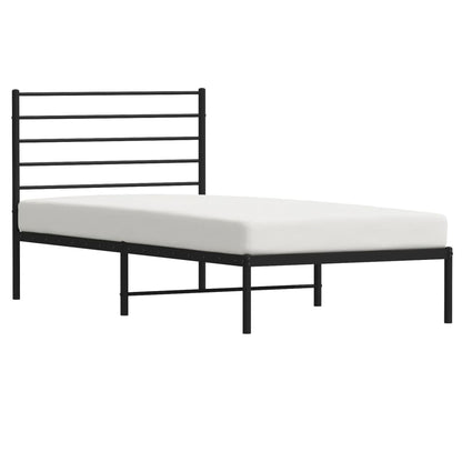 Metal Bed Frame without Mattress with Headboard Black 90x190cm
