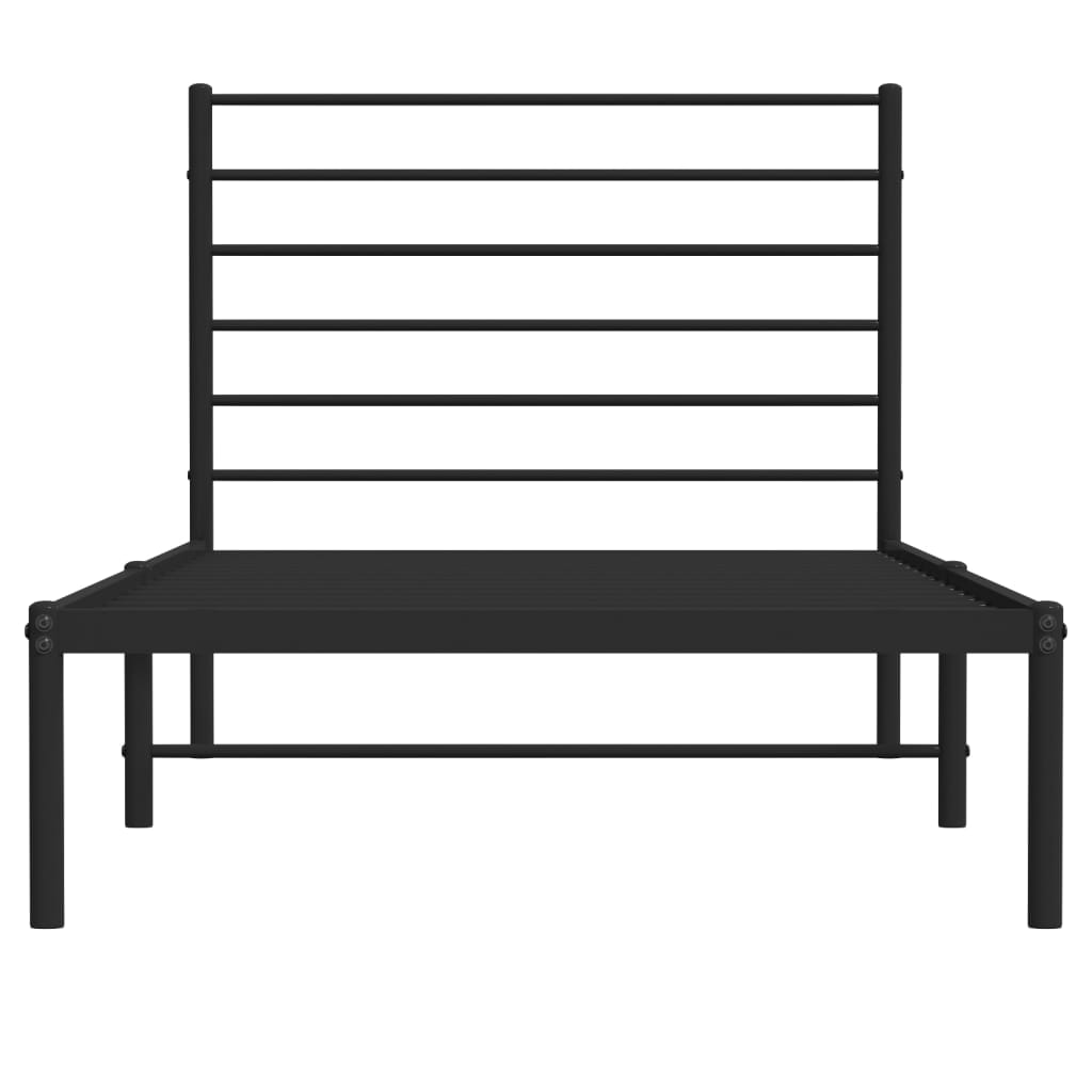 Metal Bed Frame without Mattress with Headboard Black 90x200cm