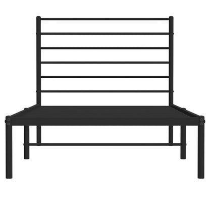 Metal Bed Frame without Mattress with Headboard Black 90x200cm