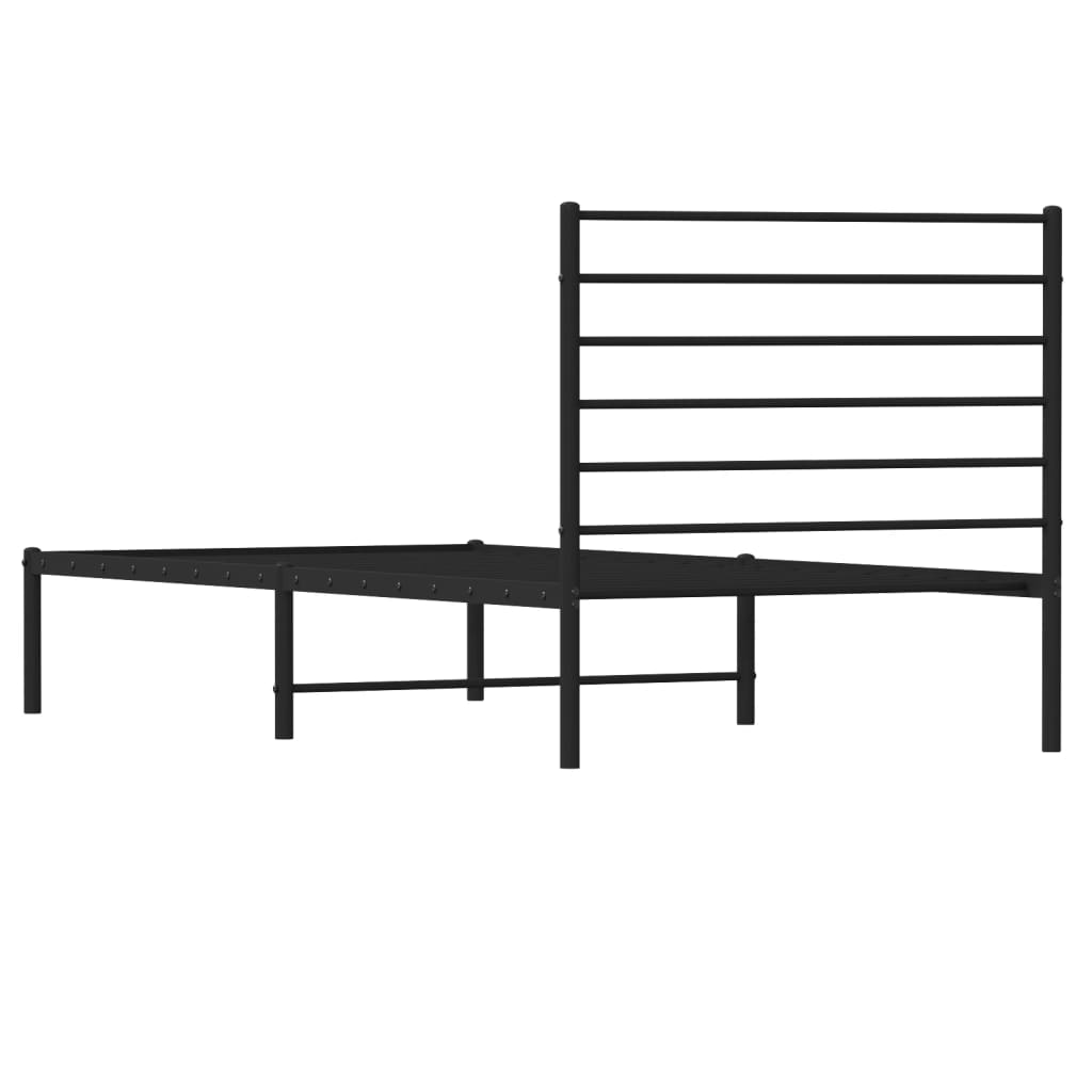 Metal Bed Frame without Mattress with Headboard Black 90x200cm