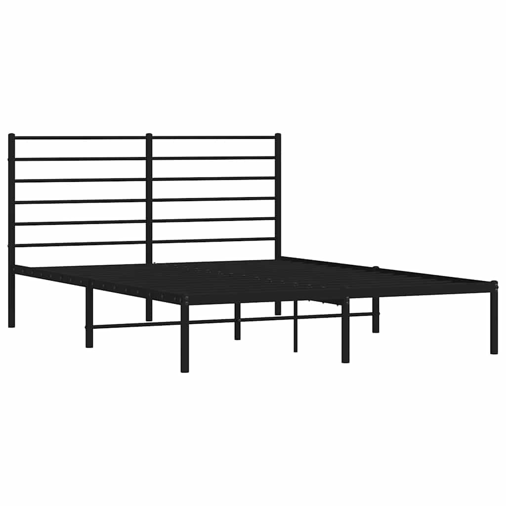 Metal Bed Frame without Mattress with Headboard Black 120x190cm