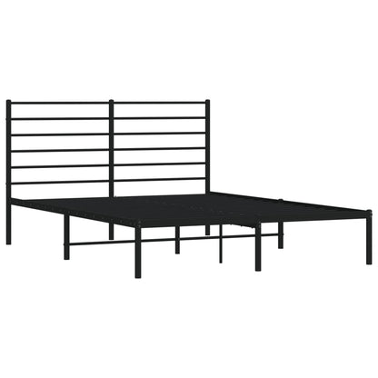 Metal Bed Frame without Mattress with Headboard Black 120x200cm