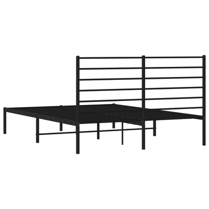 Metal Bed Frame without Mattress with Headboard Black 120x200cm