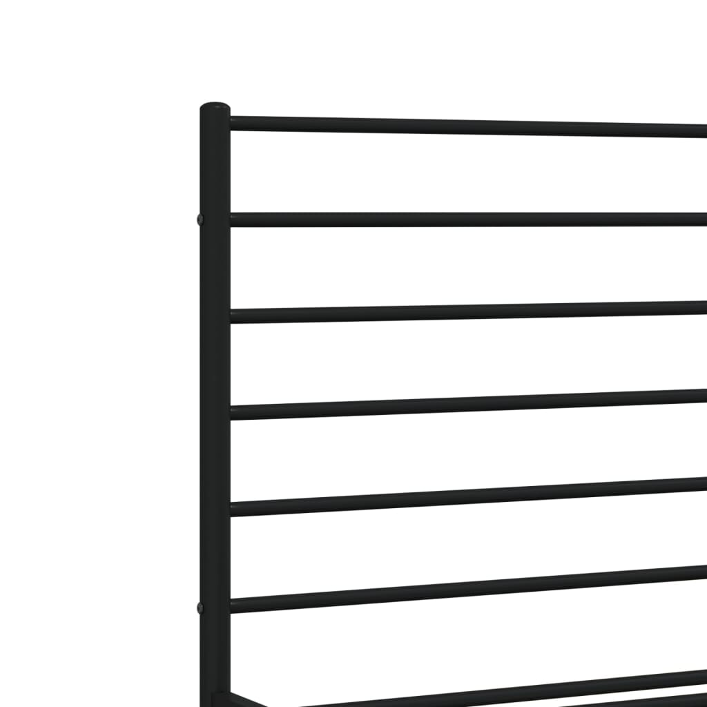 Metal Bed Frame without Mattress with Headboard Black 120x200cm