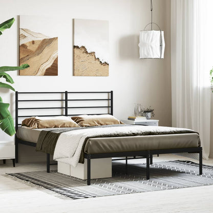 Metal Bed Frame without Mattress with Headboard Black 120x200cm