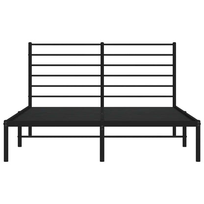 Metal Bed Frame without Mattress with Headboard Black 135x190cm