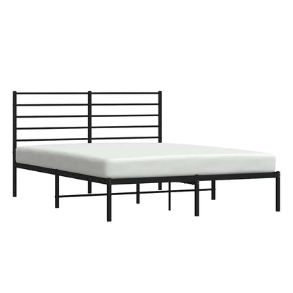 Metal Bed Frame without Mattress with Headboard Black 140x190cm