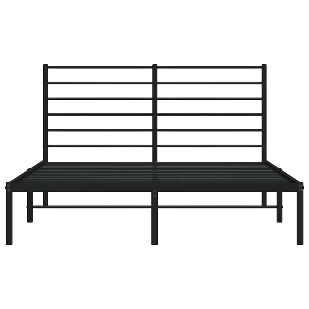 Metal Bed Frame without Mattress with Headboard Black 140x190cm