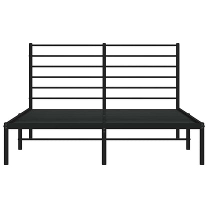 Metal Bed Frame without Mattress with Headboard Black 140x190cm