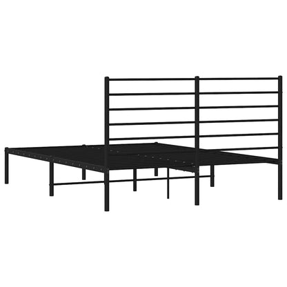 Metal Bed Frame without Mattress with Headboard Black 140x190cm