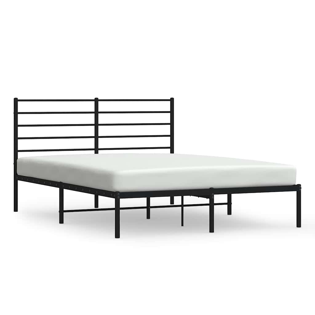 Metal Bed Frame without Mattress with Headboard Black 140x200cm