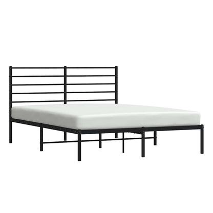 Metal Bed Frame without Mattress with Headboard Black 140x200cm