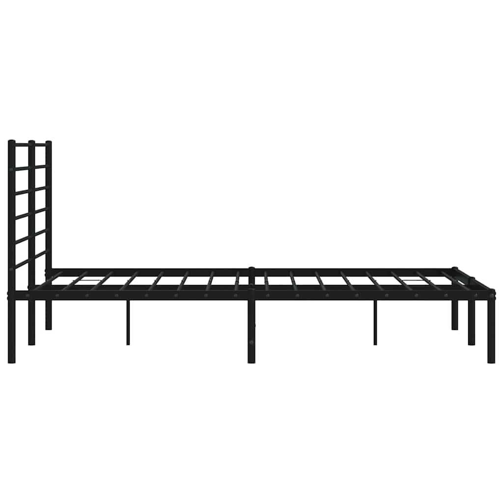 Metal Bed Frame without Mattress with Headboard Black 140x200cm