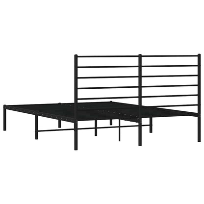 Metal Bed Frame without Mattress with Headboard Black 140x200cm