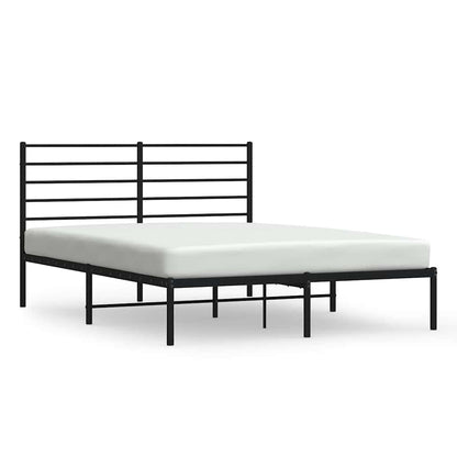 Metal Bed Frame without Mattress with Headboard Black 150x200cm