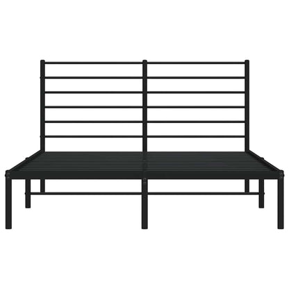Metal Bed Frame without Mattress with Headboard Black 150x200cm