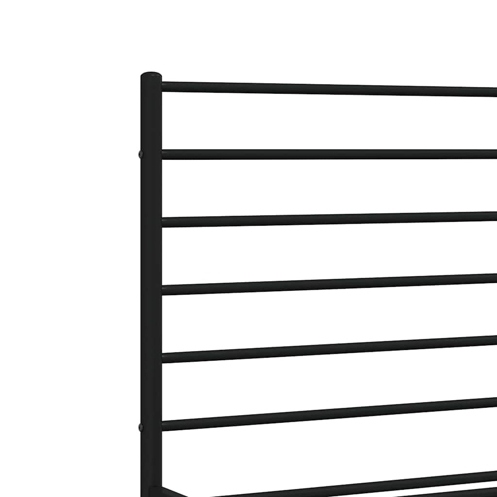Metal Bed Frame without Mattress with Headboard Black 150x200cm