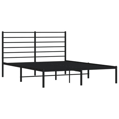 Metal Bed Frame without Mattress with Headboard Black 160x200cm