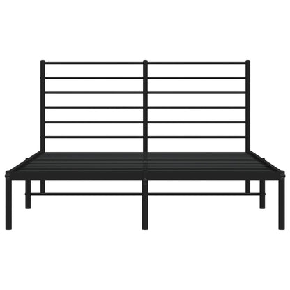 Metal Bed Frame without Mattress with Headboard Black 160x200cm