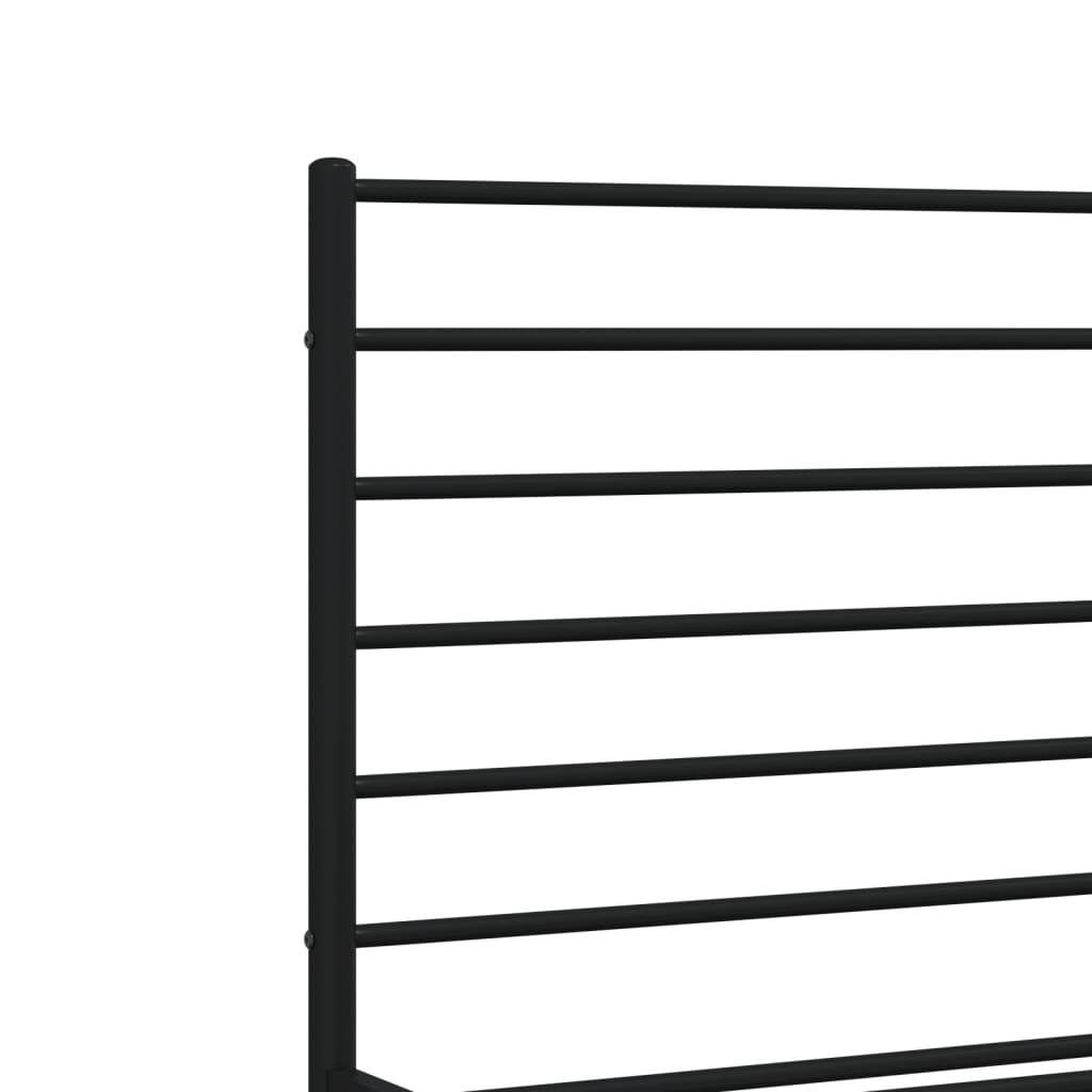 Metal Bed Frame without Mattress with Headboard Black 160x200cm
