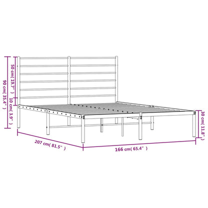 Metal Bed Frame without Mattress with Headboard Black 160x200cm