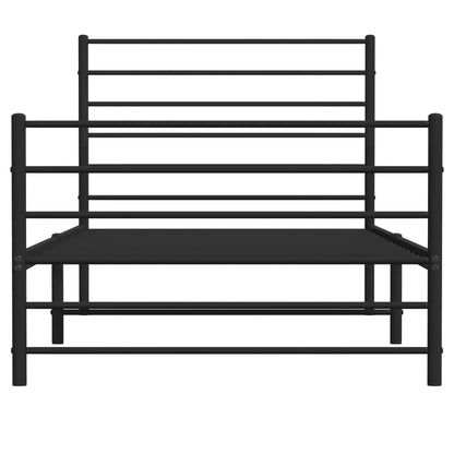 Metal Bed Frame without Mattress with Footboard Black 90x190cm