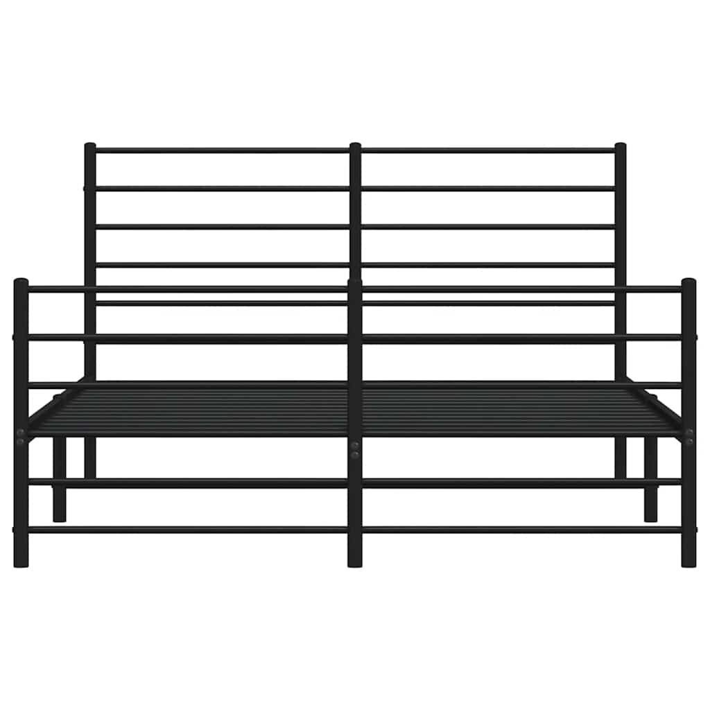 Metal Bed Frame without Mattress with Footboard Black 120x190cm