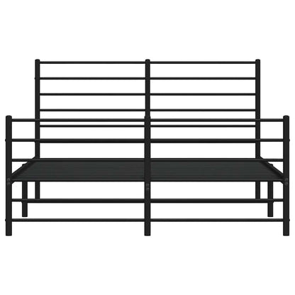 Metal Bed Frame without Mattress with Footboard Black 120x190cm