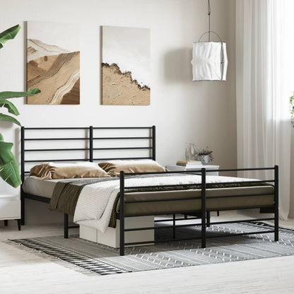 Metal Bed Frame without Mattress with Footboard Black 120x200cm