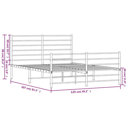 Metal Bed Frame without Mattress with Footboard Black 120x200cm