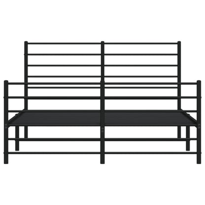 Metal Bed Frame without Mattress with Footboard Black 140x190cm