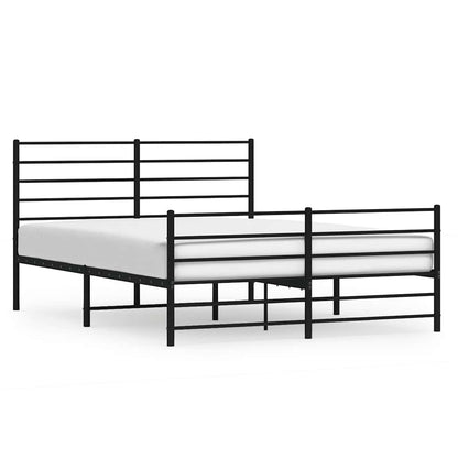Metal Bed Frame without Mattress with Footboard Black 140x200cm