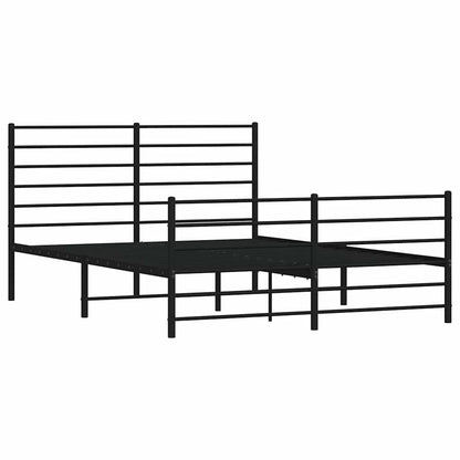Metal Bed Frame without Mattress with Footboard Black 140x200cm