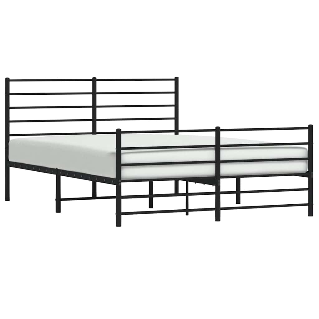 Metal Bed Frame without Mattress with Footboard Black 140x200cm